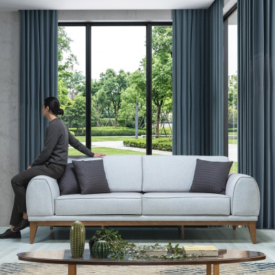 Grijze luxe sofa ontwerper 3-zits bank woonkamer 3-zits leren bankstellen