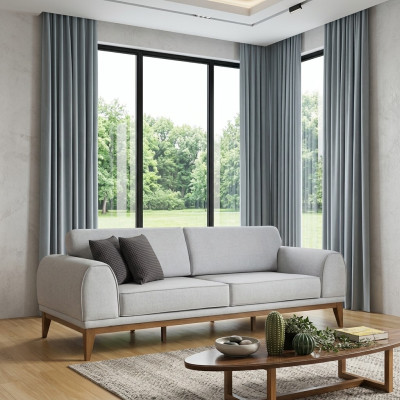 Grijze luxe sofa ontwerper 3-zits bank woonkamer 3-zits leren bankstellen