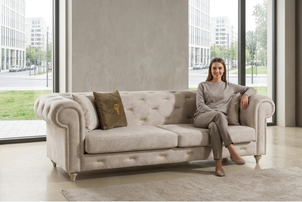 Witte 2-zits Designer Chesterfield bank Luxe woonkamer 2-zits bank
