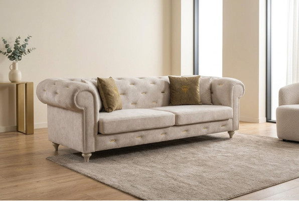 Witte 2-zits Designer Chesterfield bank Luxe woonkamer 2-zits bank