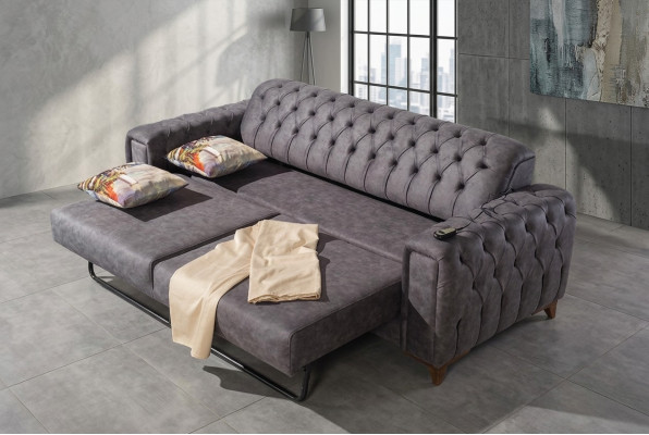 Driepersoonsbank 3-zitsbank Fauteuils Stof Bank Meubels Textiel Kleur Grijs