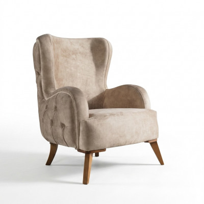 Textiel gestoffeerde fauteuil bank bank stoel luxe kleurrijke ontspanning beige Chesterfield Nieuw