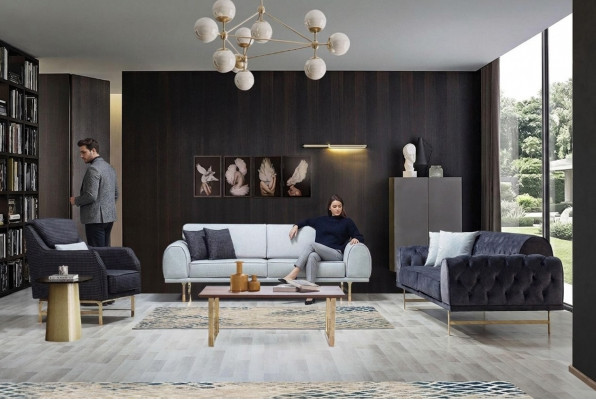 Zwart-witte bankstel 3+3 zits Stijlvolle eenzitter fauteuil Banken