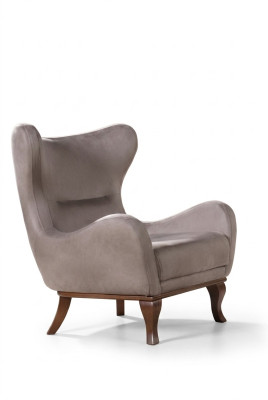 Moderne fauteuil, eenpersoons ontwerp, 1-zits, gestoffeerd in beige textiel.