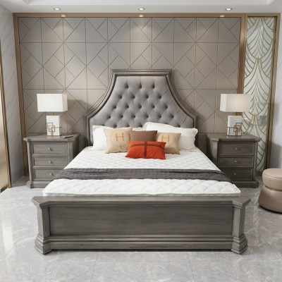 Slaapkamer set Bed + 2x Nachtkastje Bedden Tweepersoonsbed Meubels Chesterfield Nieuw