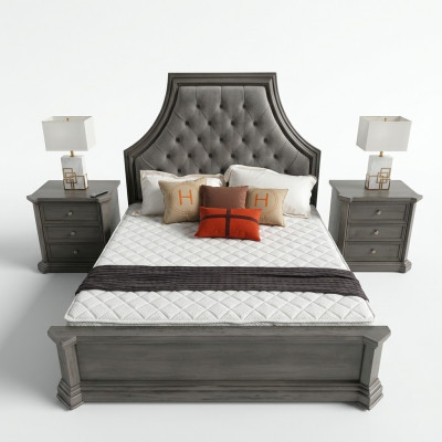 Slaapkamer set Bed + 2x Nachtkastje Bedden Tweepersoonsbed Meubels Chesterfield Nieuw