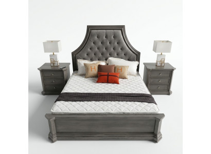 Slaapkamer set Bed + 2x Nachtkastje Bedden Tweepersoonsbed Meubels Chesterfield Nieuw