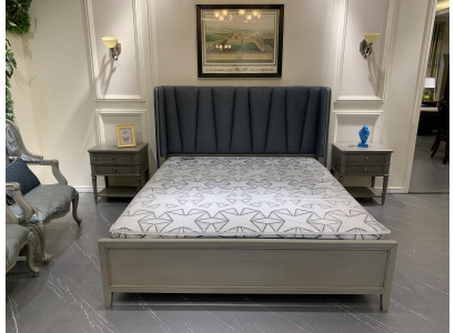 Modern bed upholstery design luxury double hotel beds furniture marriage wooden beds gray