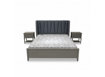 Modern bed upholstery design luxury double hotel beds furniture marriage wooden beds gray