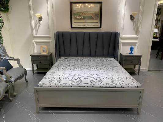 Ontwerp slaapkamer 3-delig. Bed 2x nachtkastjes Beddenset Hout Nachtkastje Grijs