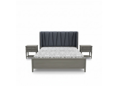 Ontwerp slaapkamer 3-delig. Bed 2x nachtkastjes Beddenset Hout Nachtkastje Grijs