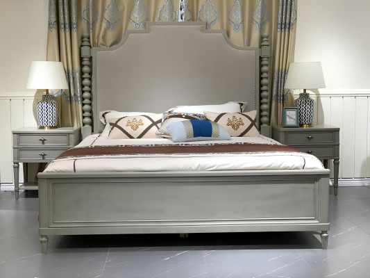 Bed Tweepersoonsbed Slaapkamer Ontwerp Bedden Moderne Bekleding Hout Textiel Meubels Nieuw