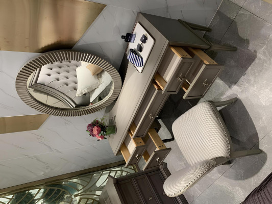 Kaptafel Spiegel Krukje Luxe Compleet Slaapkamer Set 3-delig Houten Consoletafels