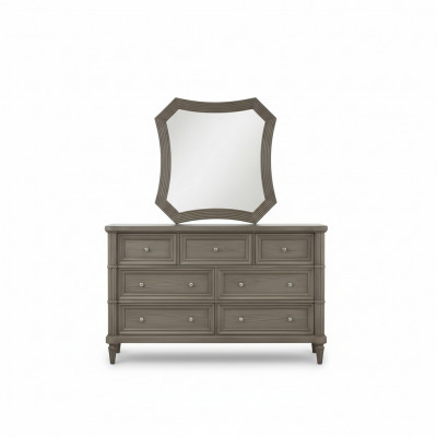 Luxe commode met spiegel in moderne stijl, designmeubilair, nieuw bruin voor de slaapkamer.