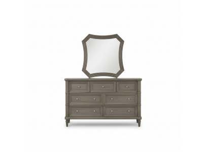 Luxe commode met spiegel in moderne stijl, designmeubilair, nieuw bruin voor de slaapkamer.