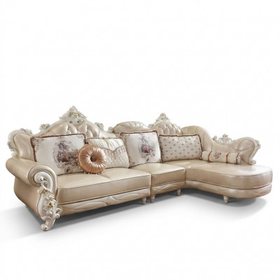 Hoekbank L-vormige woonlandschap bank meubels leer hout Bank Chesterfield