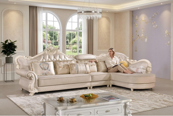 Chesterfield hoekbank bank bank bekleding meubels barok rococo stof leer