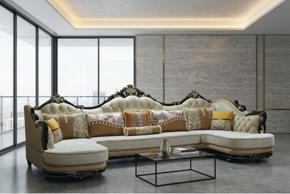 Sofa woonlandschap hoekbank bank gestoffeerde bank hout textiel bankstellen.