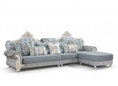 Hoekbank L-vorm Textiel Luxe Bankstel Blauw Zitmeubel Meubels