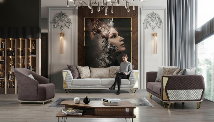 Garnituur bankstel 3+3+1-zits bank fauteuil banken Modern Bruin nieuw