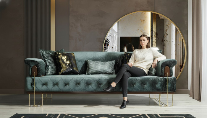 Bank 3-zits bankstellen Bankontwerp bank driepersoons luxe metaal met textiel