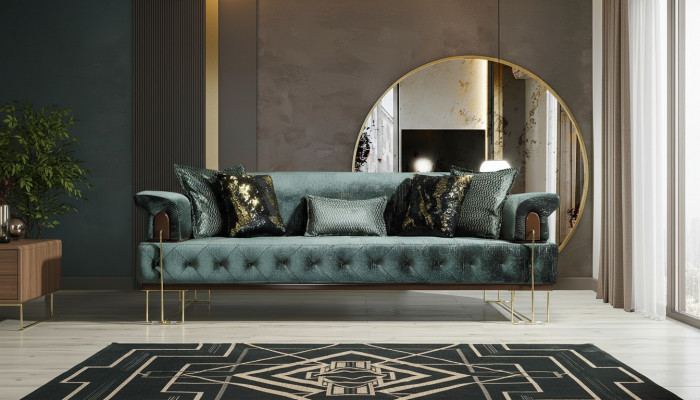 Bank 3-zits bankstellen Bankontwerp bank driepersoons luxe metaal met textiel