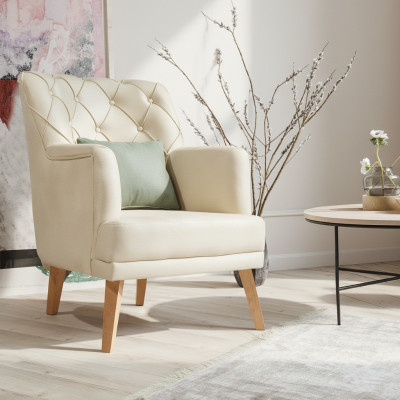 Woonkamer fauteuil meubels modern stof lounge textiel kunstleer beige Woonkamer fauteuil meubels modern stof lounge textiel kunstleer beige
