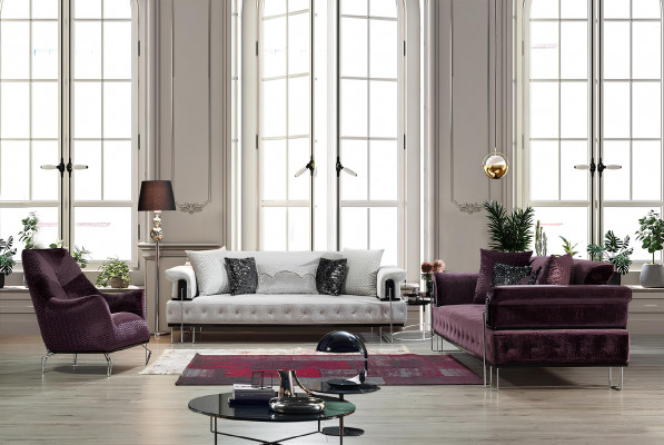 Fauteuil enkelzitter 1-zits gestoffeerde stoel Designerstoel Stof Modern Paars