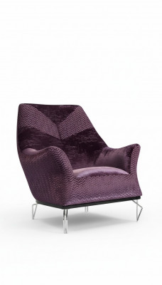 Fauteuil enkelzitter 1-zits gestoffeerde stoel Designerstoel Stof Modern Paars