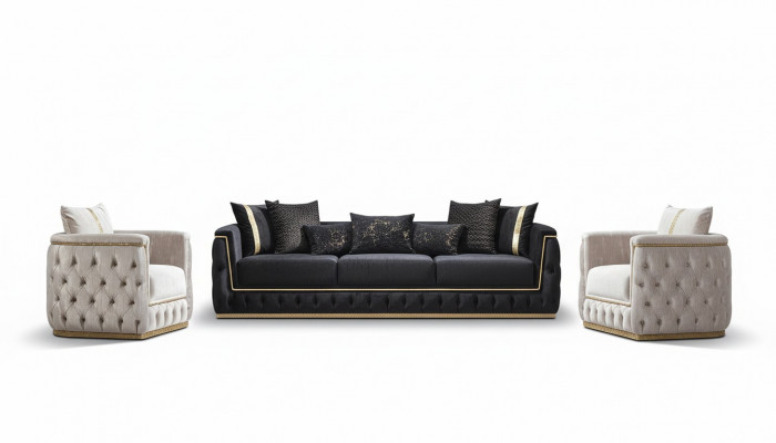 Sofaset Set Banken Bank Bank Fauteuil Driepersoonsbank 3+3+1 Zits Stof