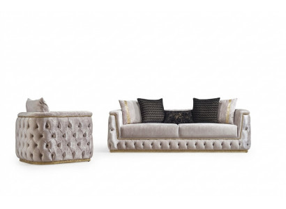 Luxe Chesterfield bankstel set 3+1 zitbank bekleding meubels fluweel goud