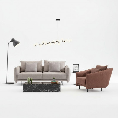 Sofaset Bankstel 3+1 zits fauteuil Tafel met gesneden poten 2-delige set Nieuw
