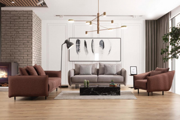 Driezitsbank Sofa Meubilair Inrichting Banken Sofa's Bekleding grijs Nieuw