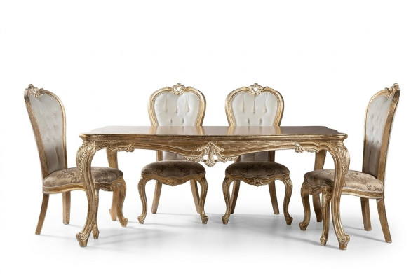 Eetkamer Eettafel Stoel Groep Garnituur Set Hout Tafel Tafels Barok Sets 5-delig