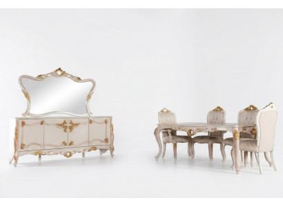 Garnituur Set 7-delig. Eettafel Stoel Dressoir Spiegel Eetstoelen Tafels