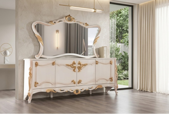 Dressoir met spiegel Garnituur Eetkamer barok commodes Houten commode Houten kast Nieuw