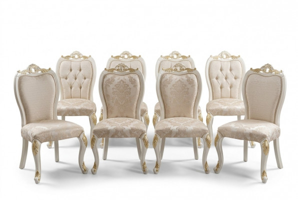 Stel 8x stoelen Eetkamerstoel Stoel Set Hout Luxe Eetkamer Stijl Barok Groep