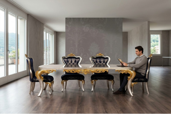 Tafel Eettafel Eetkamertafel Eetkamer Hout Tafels Barok Eet Luxe Meubels Nieuw