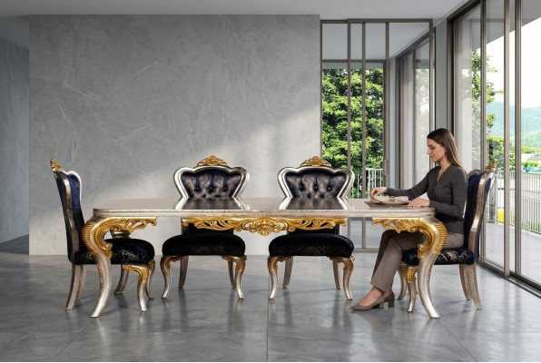 Stel 4x stoelen eetkamerstoel stoel leun luxe eetkamer Ess stijl barok 4-delig.