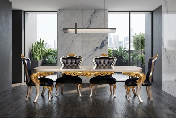 Stel 4x stoelen eetkamerstoel stoel leun luxe eetkamer Ess stijl barok 4-delig.