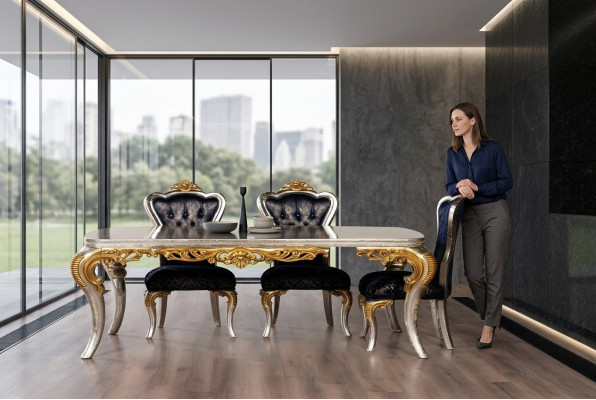 Eetkamerstoel 1x Stoel Hout Luxe Eetkamer Eet Stijl Barok Rococo Stoelen Nieuw