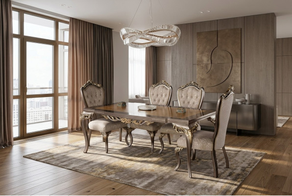 Eetkamer Eettafel Stoel Set Groep Garnituur Tafel Tafels Garnituur Luxe 5-delig.