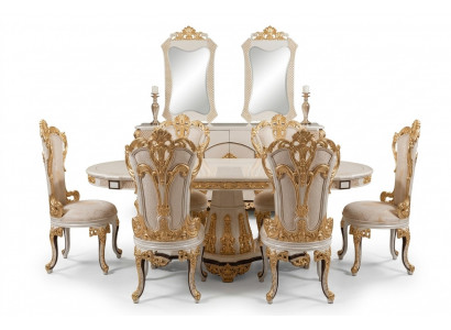 Luxe eetkamer eettafel stoel houten tafels tafel barok eetstoelen meubelgroep