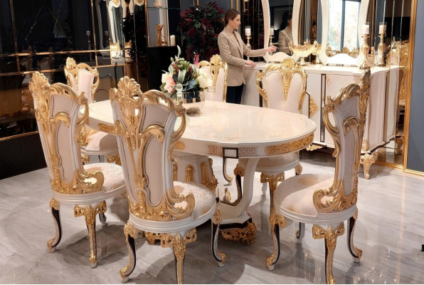 Groep set van 6 houten eetkamerstoelen luxe eetgroep meubelset