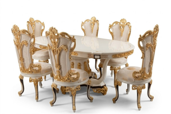 Groep set van 6 houten eetkamerstoelen luxe eetgroep meubelset