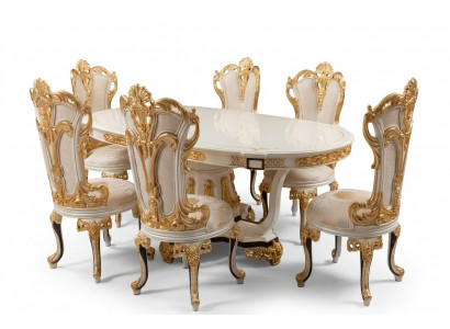 Groep set van 6 houten eetkamerstoelen luxe eetgroep meubelset
