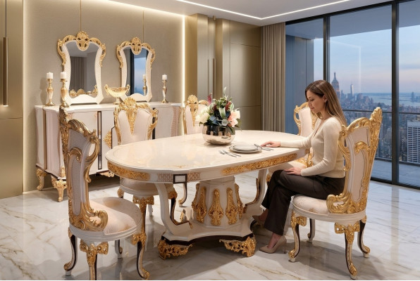 Tafel Luxe Eettafel Eetkamer Tafel Eetkamer Hout Tafels Barok Eetmeubelen Nieuw