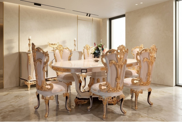 Tafel Luxe Eettafel Eetkamer Tafel Eetkamer Hout Tafels Barok Eetmeubelen Nieuw