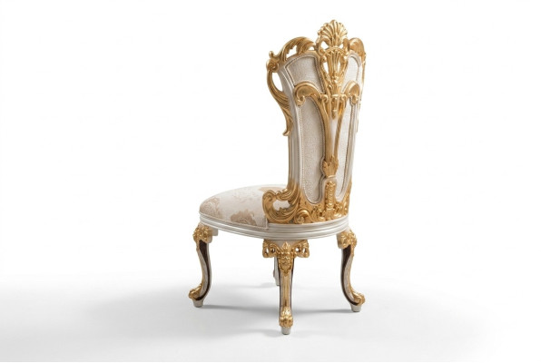 Eetkamerstoel stoel stoelen hout luxe eetkamer eet stof stijl barok rococo