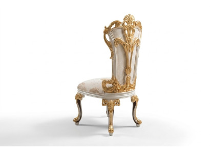 Eetkamerstoel stoel stoelen hout luxe eetkamer eet stof stijl barok rococo